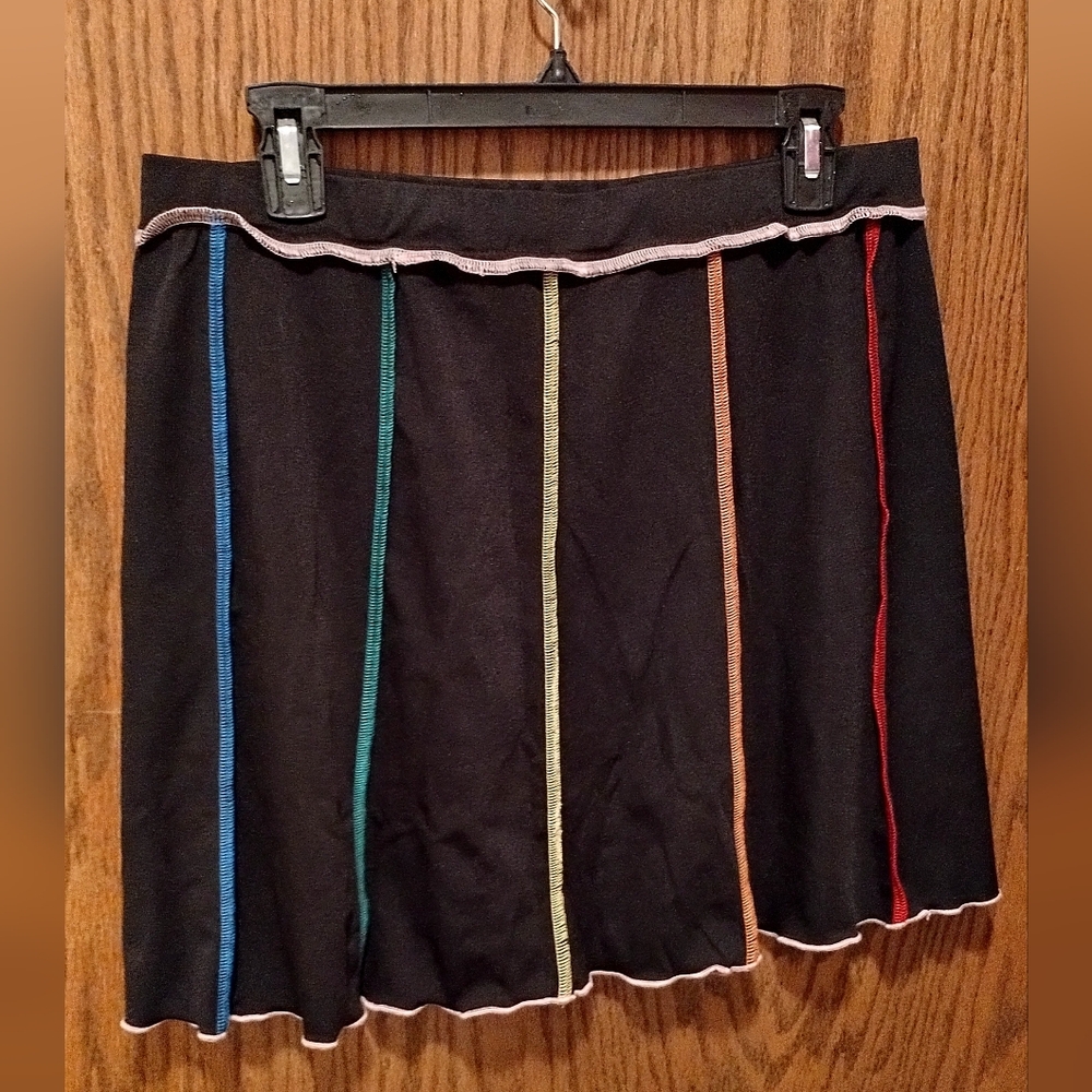 Black and Rainbow Skirt with Fashion Stitching
